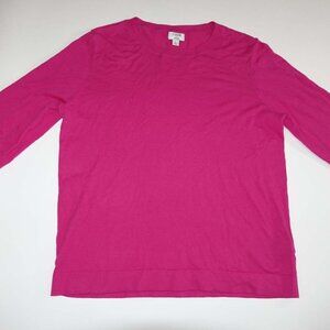 J. Crew Women's Teddie Cotton Crewneck Sweater Large Pink Pullover Style L1561 L